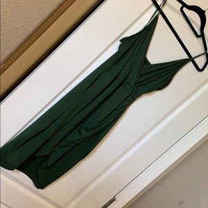 Green asymmetrical dress !